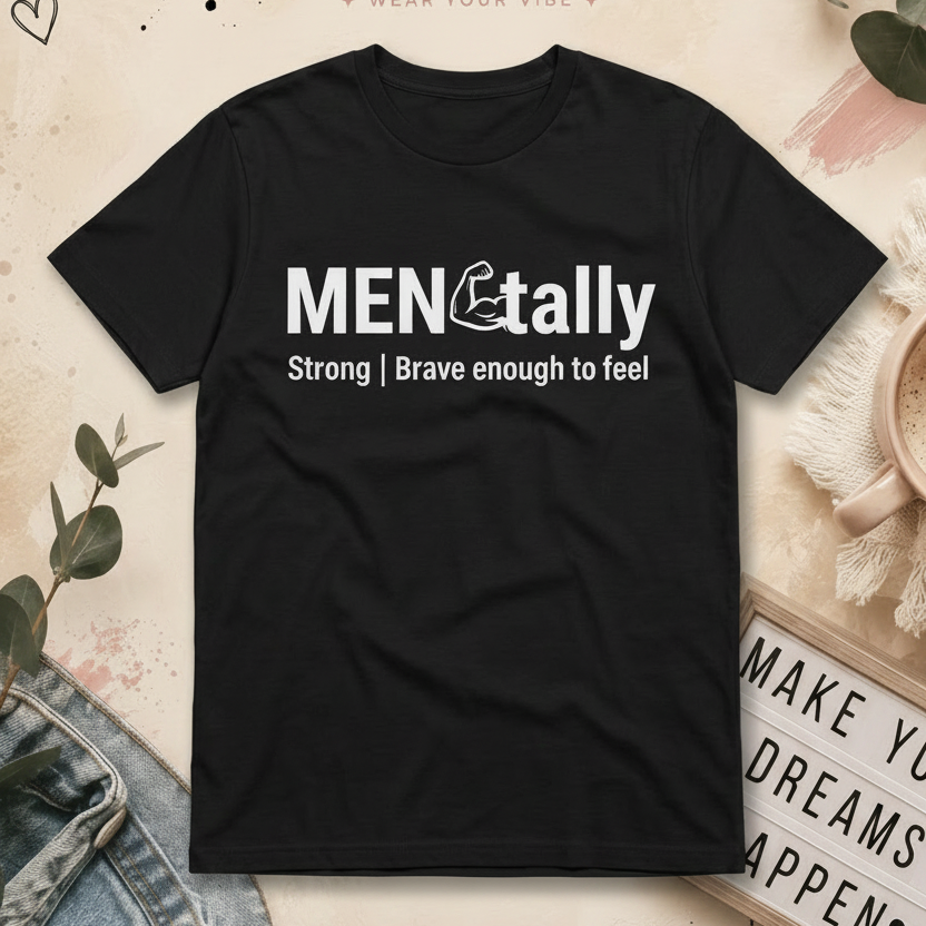 Mentally Strong Tee displayed on an Anais Dream Creation branded background